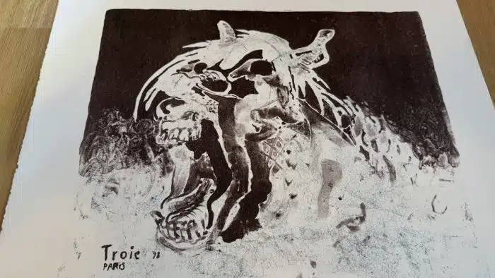  Wolfgang Walkensteiner (Klagenfurt 1949 geb.) Lithographie Troie 89 - Kunstpfandbrief der ehemaligen Kärntner Hypo Bank - 45 / 100 signiert 66 x 50 cm – Bild 6