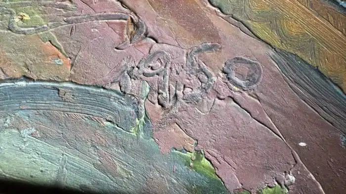 Karawankenlandschaft bei Ferlach -  Öl auf Platte, datiert 1950 90 x 80 cm Bild 78 x 68 cm unleserlich signiert – Bild 5