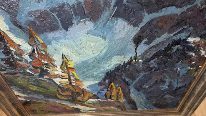 Karawankenlandschaft bei Ferlach -  Öl auf Platte, datiert 1950 90 x 80 cm Bild 78 x 68 cm unleserlich signiert – Bild 9