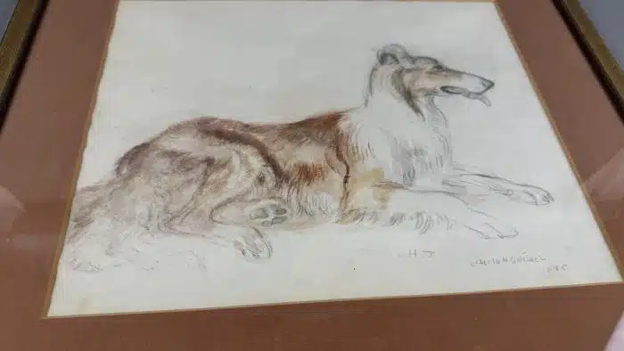 Ludwig Heinrich Jungnickel (Wunsiedel 1881-1965 Wien) Aquarell „ Collie “ 52 x 45 cm Bl. 35,5 cm mit Bleistift signiert datiert – Bild 6