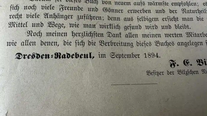 Antikes medizinisches Buch von Bilz über Naturheilkunde und Gesundheitsfürsorge 1894 – Bild 5