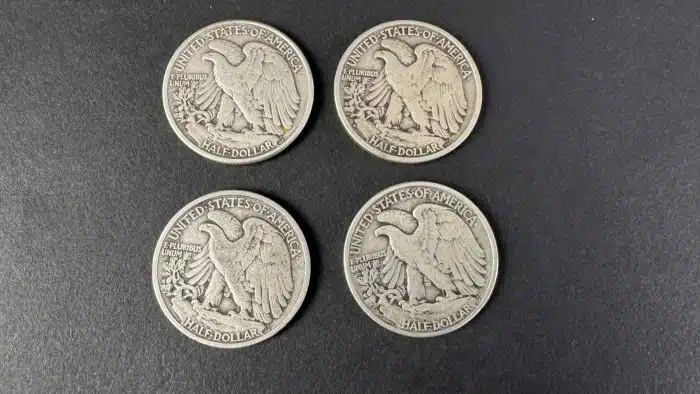4 Stück half dollar 900 Silber 1945 1944 1947 1934