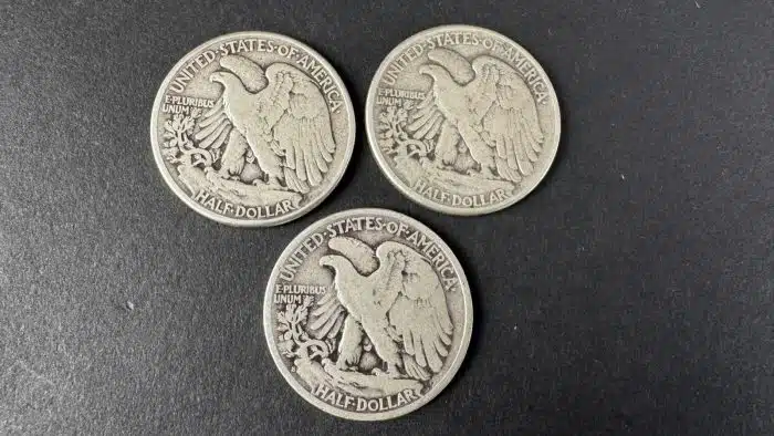 3 Stück half dollar 900 Silber 1943 1944 1944