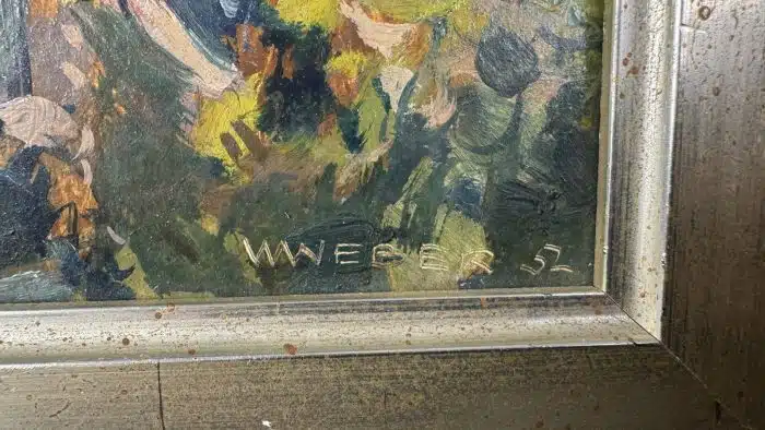 Weber Öl auf Platte 1952  27x20 cm – Bild 3