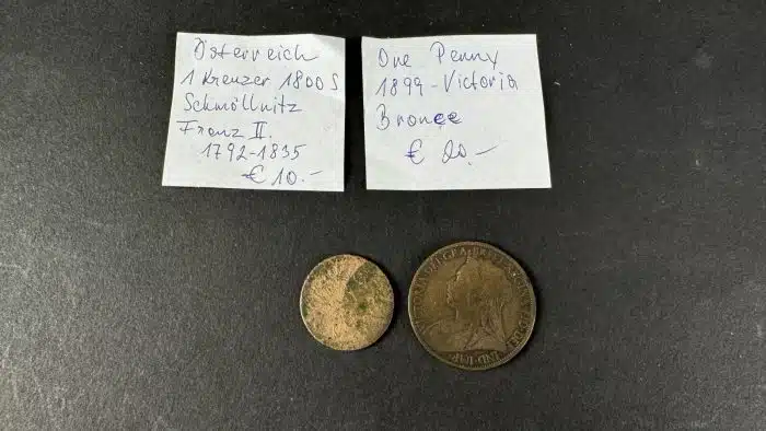 1 Kreuzer 1800, One Penny 1899 siehe Bilder