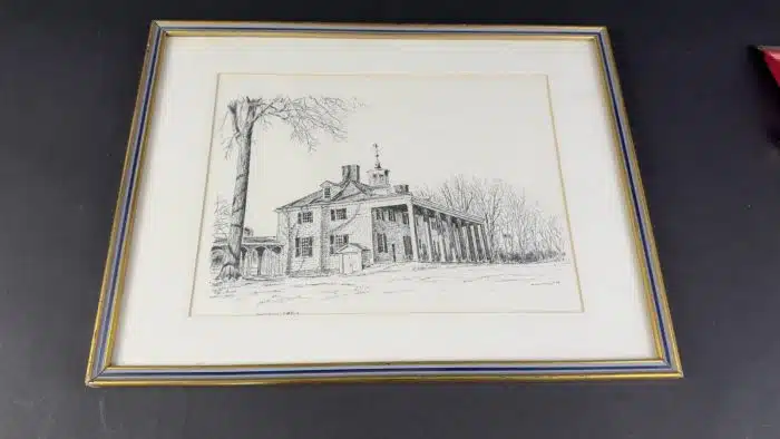 Haus von George Washington in Mount Vernon, Virginia Lithograph 1972, Bulent Atalay 42x32 cm