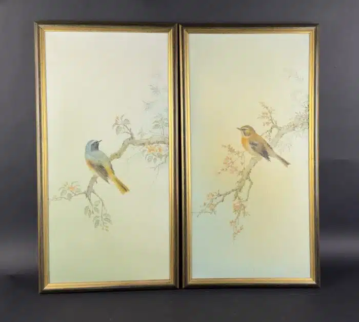zwei Aquarelle - Vogelbilder  64x33 cm