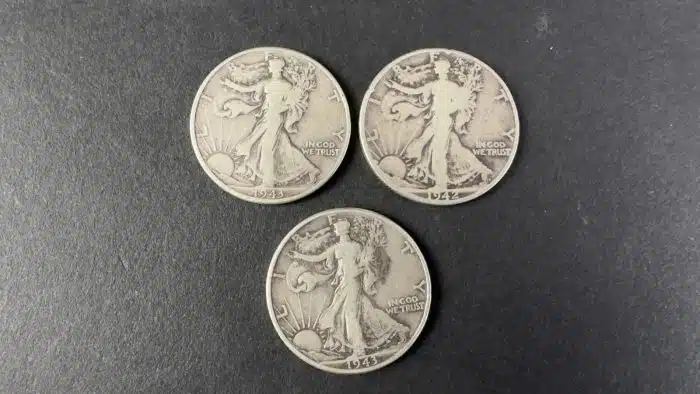3 Stück half dollar 900 Silber 1942 1943 1943 – Bild 4