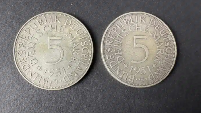 3 Stück SILBER ADLER 5 DEUTSCHE MARK 1951 – Bild 2