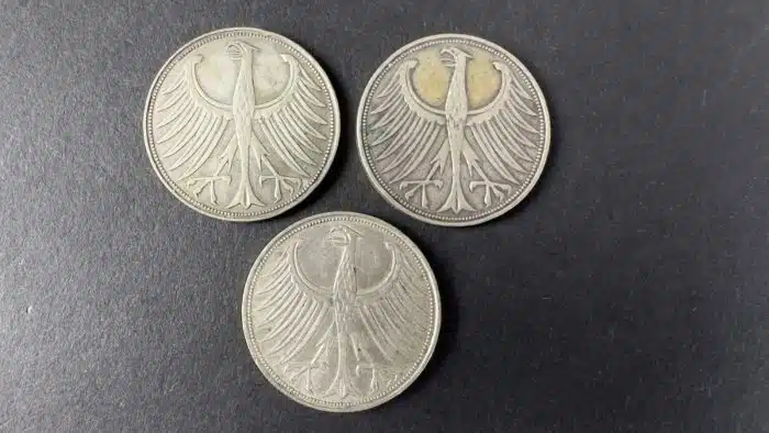 3 Stück SILBER ADLER 5 DEUTSCHE MARK 1951 – Bild 4