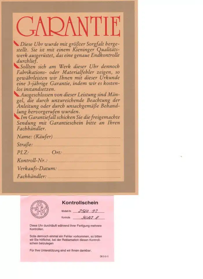 Kieninger Wandpendeluhr, Limitierte Auflage Nr. 365 - mit Zertifikat siehe Bilder – Bild 15