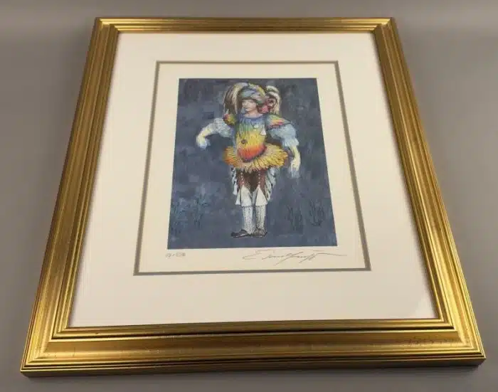 Ernst Fuchs (Wien 1930-2015) "Papageno" unten signiert Ernst Fuchs, Lithographie in Farbe, 100/299, Passepartoutausschnitt 34 x 28 cm, verglast, gerahmt