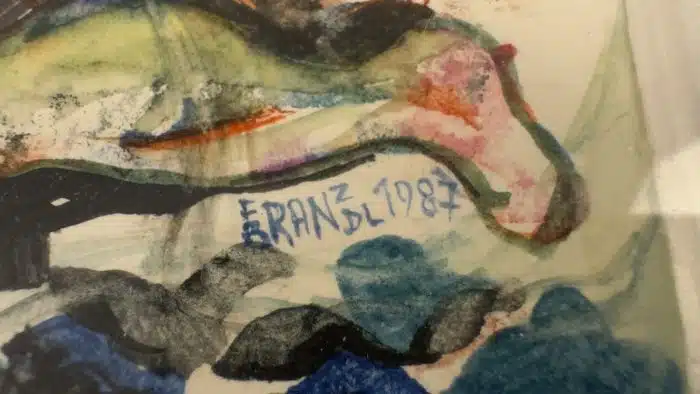 Franz Brandl (St. Georgen/Längsee 1928-2012 Bleiburg, signiert Franz Brandl, datiert 1987 Aquarell - Mischtechnik auf Papier, Ausschnitt 15,5 x 15,5 cm, gerahmt, verglast – Bild 3