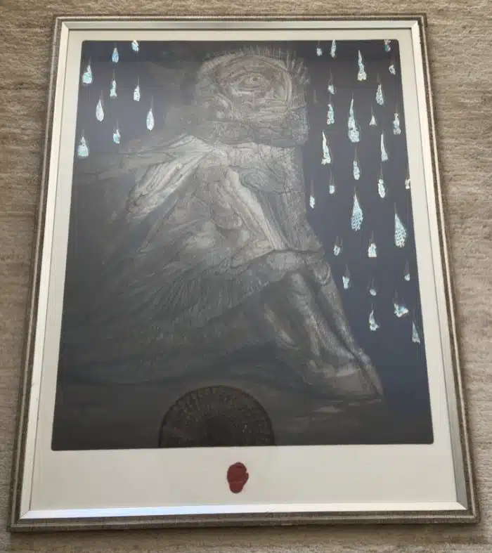 Ernst Fuchs (Wien 1930-2015) Agnus Mysticus, Rotes Schellacksiegel, Prägestempel 90x60 cm 65x51 cm