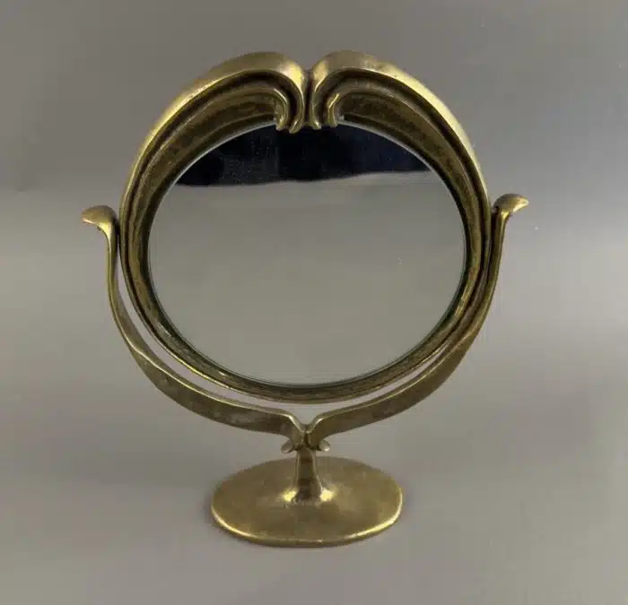 Heinz Goll - Messing Spiegel Ausführung Gießerei "Kurt Jesch" Bleiburg,  Dm 25 cm H 27 cm