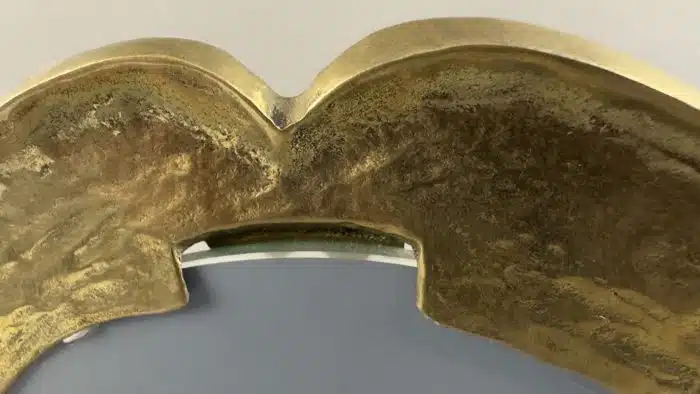 Heinz Goll - Messing Spiegel Ausführung Gießerei "Kurt Jesch" Bleiburg,  Dm 25 cm H 27 cm – Bild 5