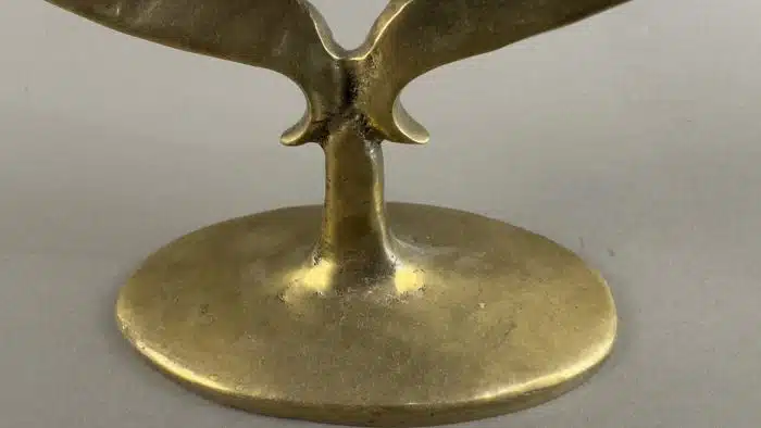Heinz Goll - Messing Spiegel Ausführung Gießerei "Kurt Jesch" Bleiburg,  Dm 25 cm H 27 cm – Bild 6