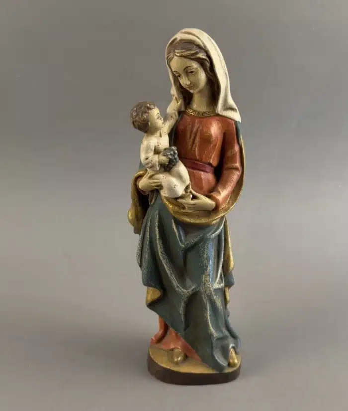 Holzfigur - Heiligenfigur - Madonna Mit Kind H27 cm
