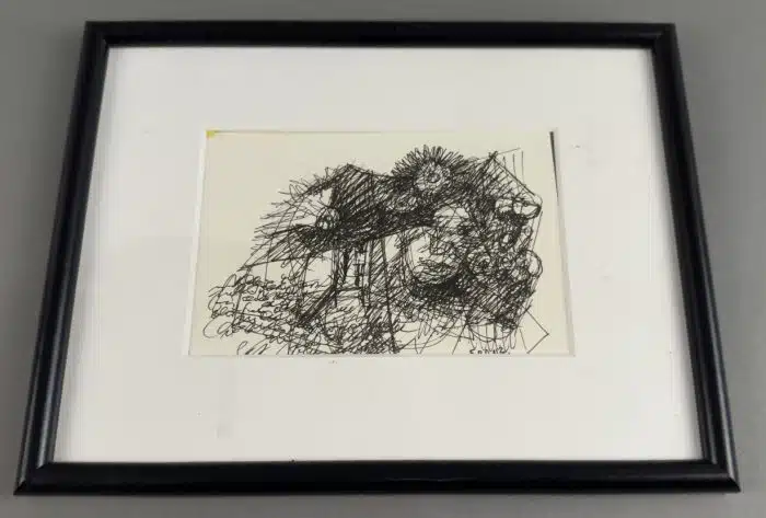 Franz Brandl (St. Georgen/Längsee 1928-2012 Bleiburg, signiert 26x20 cm Mischtechnik auf Papier, Ausschnitt 14,5 x10 cm, gerahmt, verglast