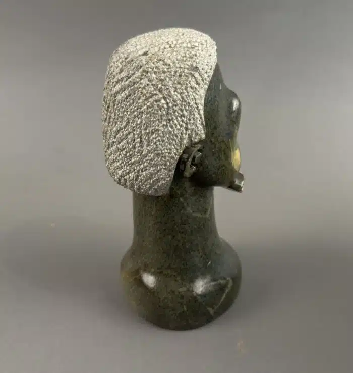 Afrikanische Steinskulptur Büste H 18 cm – Bild 4