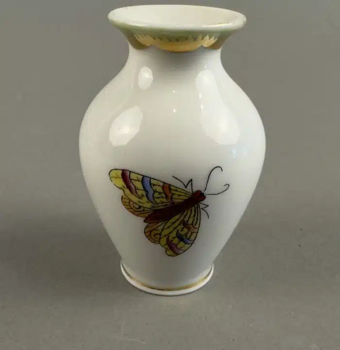 Herend Porzellan Vase H 7 cm blaue Marke
