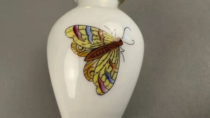 Herend Porzellan Vase H 7 cm blaue Marke – Bild 2