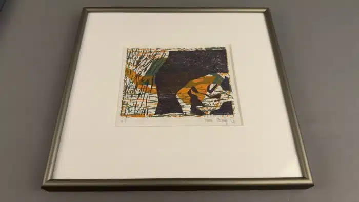2 Bilder Mischtechnik unleserlich signiert 29x27 cm – Bild 2