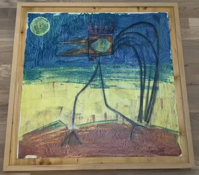  Emil Oman (EMO) - Hum Kroatien -1957 geboren, Mischtechnik auf Holz, 87x87 cm