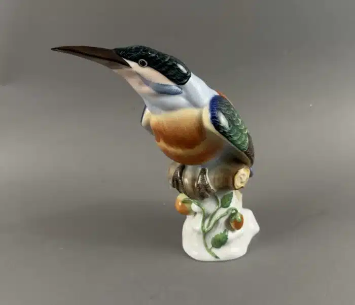 Herend Figur Eisvogel 5169, blaue Marke, H. 22 cm Schnabelspitze restauriert – Bild 2