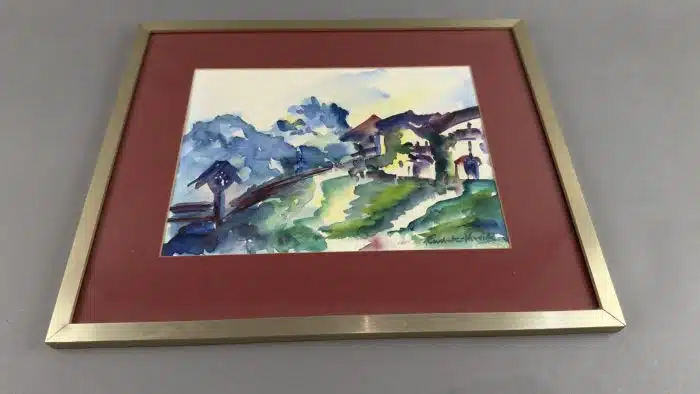 Aquarell - 28x21, unleserlich signiert Gesammt 45x35 cm – Bild 2
