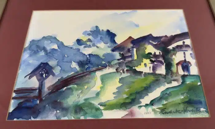 Aquarell - 28x21, unleserlich signiert Gesammt 45x35 cm