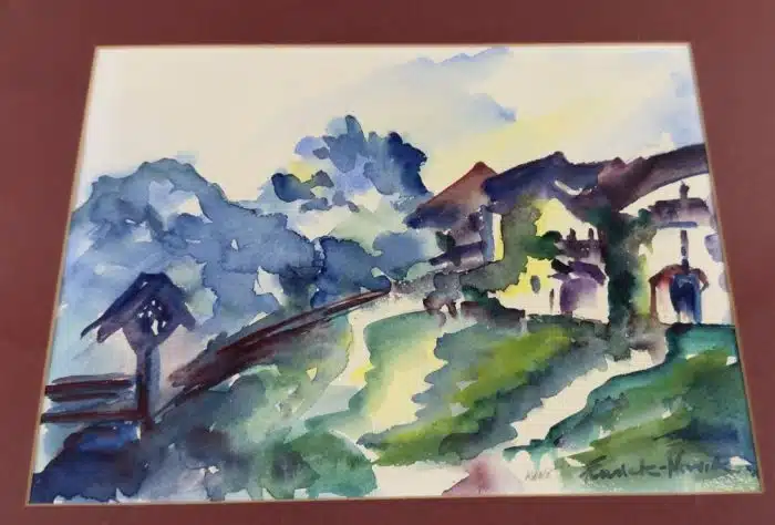 Aquarell - 28x21, unleserlich signiert Gesammt 45x35 cm – Bild 4