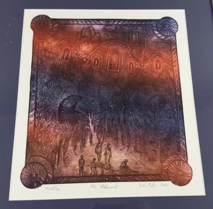 Lithographie - 30,5x29,5cm, unleserlich signiert Gesammt 50x46cm