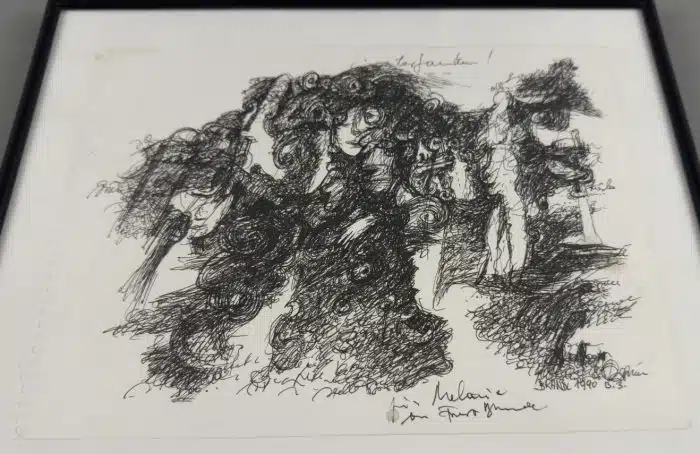 Franz Brandl (St. Georgen/Längsee 1928-2012 Bleiburg, signiert Franz Brandl,  31x 24,5 cm datiert 1990  - Mischtechnik auf Papier, Ausschnitt 24x18 cm, gerahmt, verglast – Bild 2
