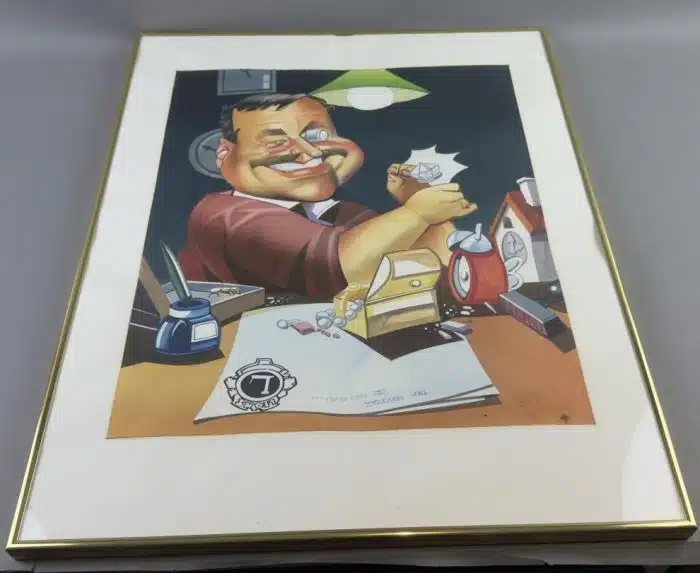 Jörg Friessnegg Feldkirchnen, Karikatur, signiert 47x38 cm Gesammt 49x62cm