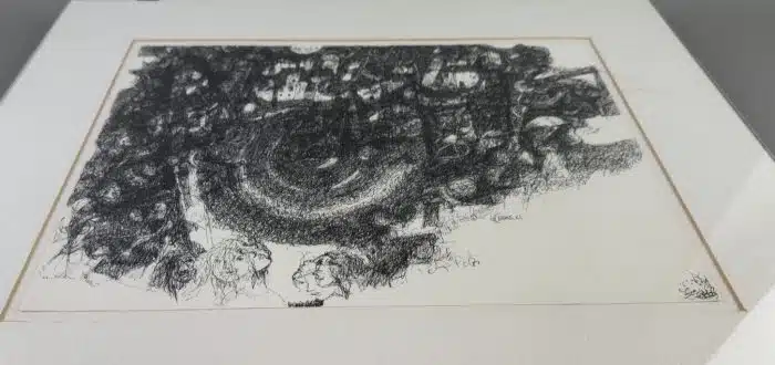Franz Brandl (St. Georgen/Längsee 1928-2012 Bleiburg, signiert Franz Brandl,  58x48 cm datiert 1990  - Mischtechnik auf Papier, Ausschnitt 40x30 cm, gerahmt, verglast