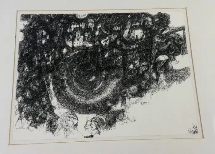 Franz Brandl (St. Georgen/Längsee 1928-2012 Bleiburg, signiert Franz Brandl,  58x48 cm datiert 1990  - Mischtechnik auf Papier, Ausschnitt 40x30 cm, gerahmt, verglast – Bild 4