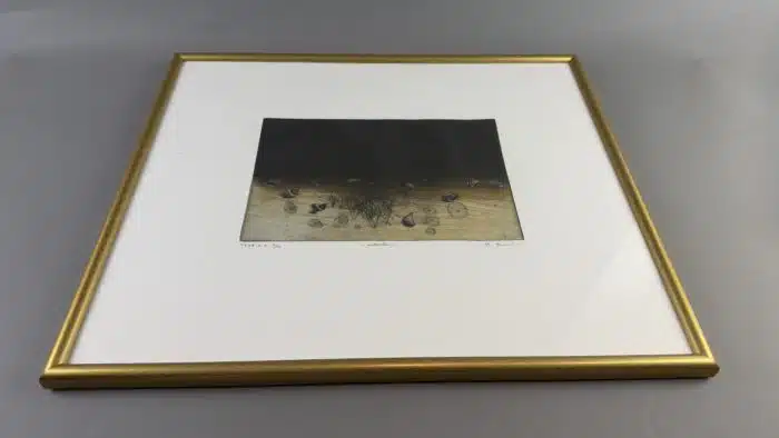 Radierung - unleserlich signiert,  56x48 cm datiert 1978  -  Ausschnitt 28x20 cm, gerahmt, verglast – Bild 2