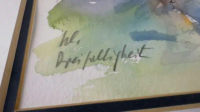 Aquarell, unleserlich signiert, Hl. Dreifaltigkeit - 54x40 cm datiert 19(93)  -  Ausschnitt 32x23 cm, gerahmt, verglast – Bild 5