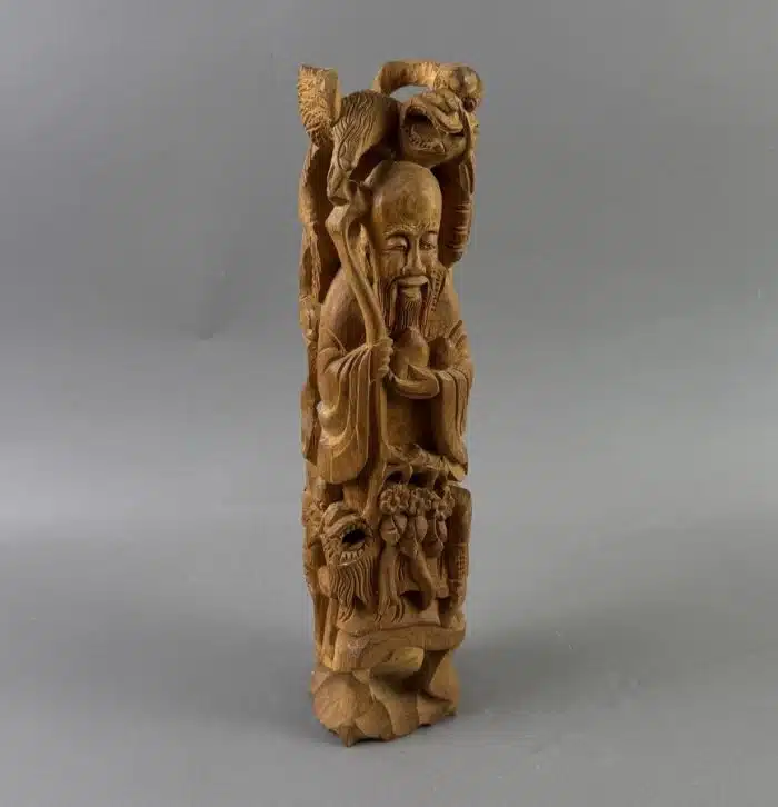 Darstellung von Shou Lao -auch bekannt als Shouxing, Holz H. 33 cm
