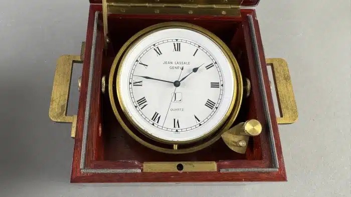 Seltener Marine - Chronometer von Jean Lassale Material Acajou, um 1970 Batteriebertrieben - Funktion gegeben - siehe Video – Bild 3