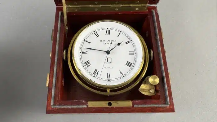 Seltener Marine - Chronometer von Jean Lassale Material Acajou, um 1970 Batteriebertrieben - Funktion gegeben - siehe Video – Bild 4