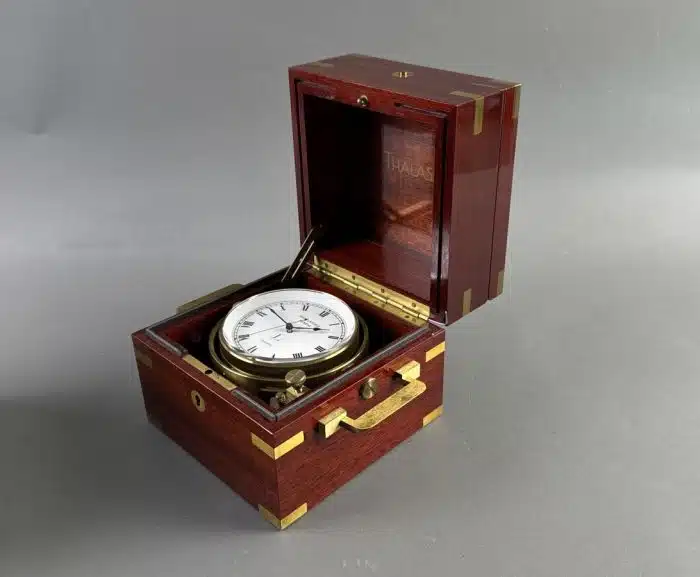 Seltener Marine - Chronometer von Jean Lassale Material Acajou, um 1970 Batteriebertrieben - Funktion gegeben - siehe Video – Bild 6