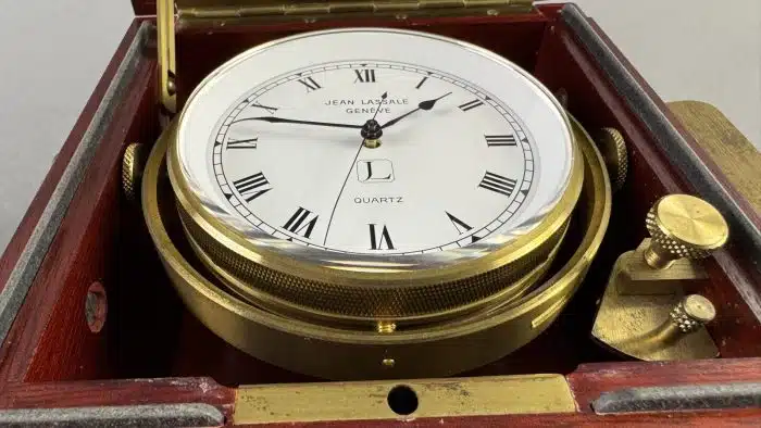 Seltener Marine - Chronometer von Jean Lassale Material Acajou, um 1970 Batteriebertrieben - Funktion gegeben - siehe Video – Bild 8