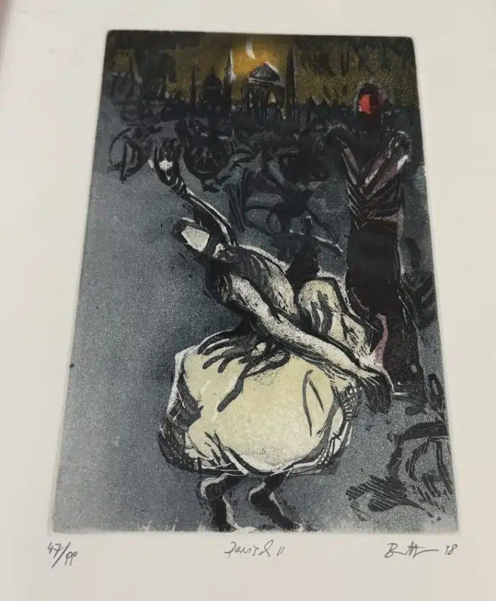 Karl Brandstätter (Lautz bei Villach 1946 geb.) Lithographie 47/99 - 24x15cm  verglast, gerahmt Gesammt 40x40 cm