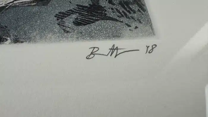 Karl Brandstätter (Lautz bei Villach 1946 geb.) Lithographie 47/99 - 24x15cm  verglast, gerahmt Gesammt 40x40 cm – Bild 5
