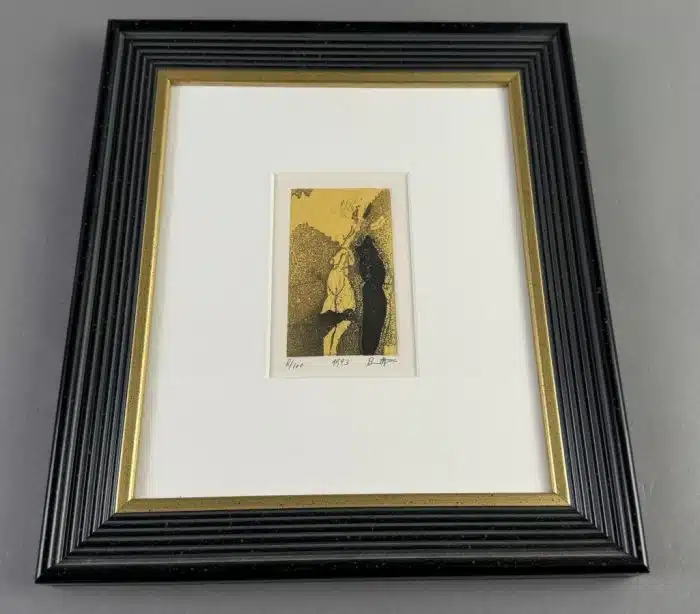 Karl Brandstätter (Lautz bei Villach 1946 geb.) Lithographie 8/100 - 12x8 cm  verglast, gerahmt Gesammt 31x27 cm – Bild 2