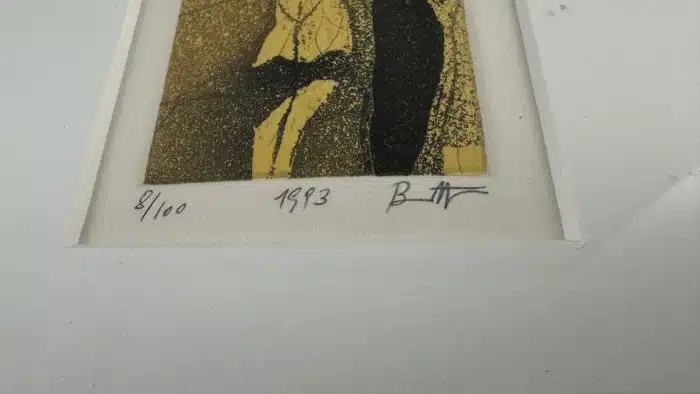 Karl Brandstätter (Lautz bei Villach 1946 geb.) Lithographie 8/100 - 12x8 cm  verglast, gerahmt Gesammt 31x27 cm – Bild 4