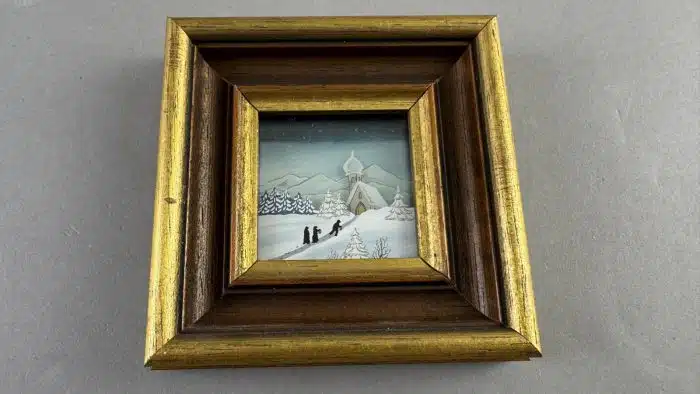 4 Ölbilder Landschaftsbild- Frühjahr Sommer Herbst und Winter 12x12 cm – Bild 2