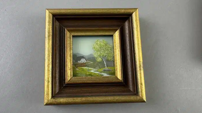 4 Ölbilder Landschaftsbild- Frühjahr Sommer Herbst und Winter 12x12 cm – Bild 4
